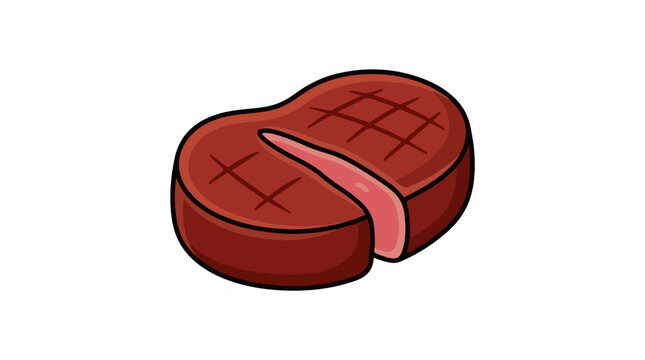 A cartoon-style illustration of a cut steak