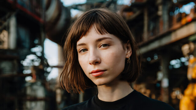 Portrait de jeune fille en environnement urbain
