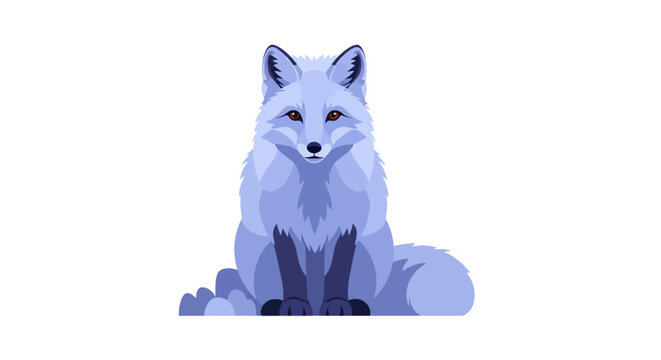 Low poly fox sitting on ground.