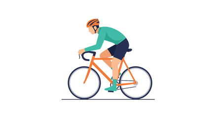 Obraz premium Man riding an orange bicycle.