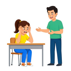 Fototapeta premium Teacher Comforting Upset Student at Desk