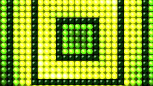 4K Acid green massive LED matrix VJ loop, 3D glowing rhythm light animation, fast electrifying fluid rave motion graphic