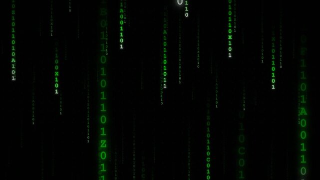 Digital matrix rain code fall cyber security hacker network