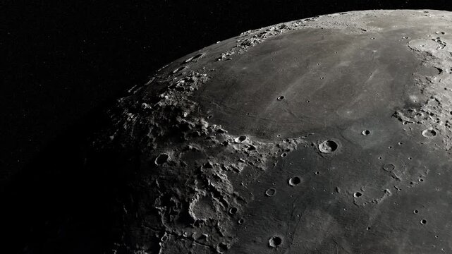 Close-Up of the Moon Surface With Craters and Shadowed Terminator Edge