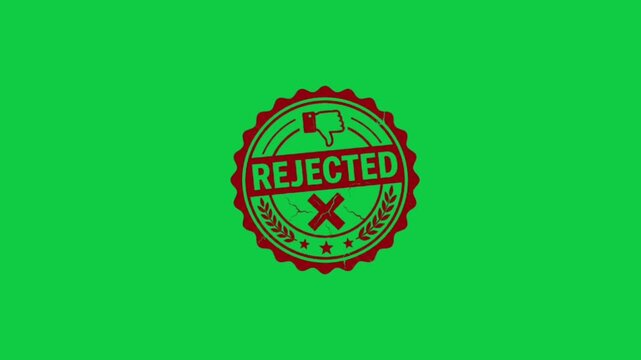 Rejected Certification Stamp Badge on Green Screen &ndash; Failed Inspection, Denied Approval and Quality Control Symbol, Suitable for Audit Reports, Compliance Training, Business Presentations