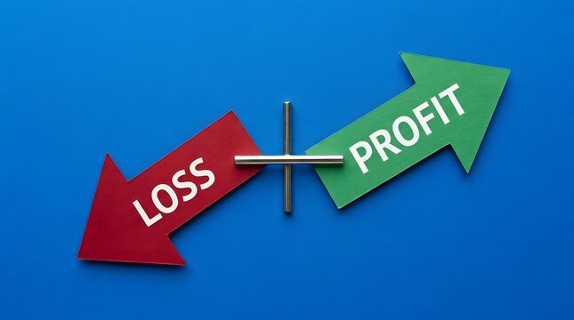 Profit vs loss financial decision making and business growth concept