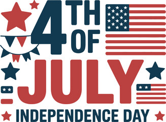 Obraz premium American Independence Day Celebration Vector Illustration With USA Flag, Fireworks, Patriotic Stars And 4th Of July Typography Design For Holiday Events