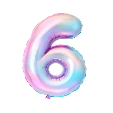 Iridescent number 6 foil balloon for celebrating birthdays anniversaries and any themed event special six