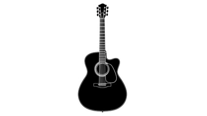 Naklejka premium Black electric guitar with white pickguard isolated on white.