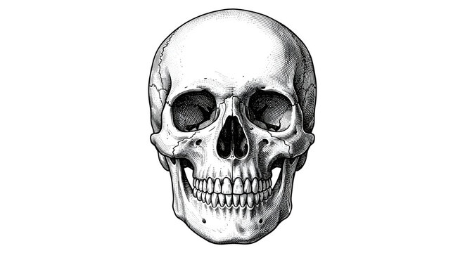 Detailed human skull illustration