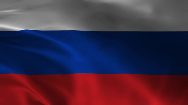 Russia National Flag Waving in Wind Realistic Fabric Texture Background Animation