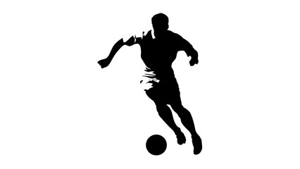 Fototapeta premium Black silhouette of a person running in motion.