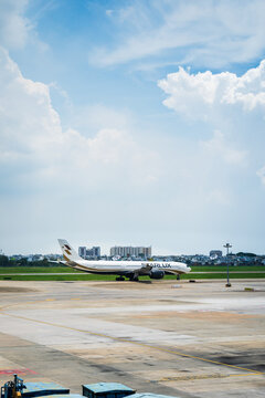 Ho Chi Minh, Vietnam - June 18, 2026: Starlux Airlines aircraft taxiing at Tan Son Nhat International Airport, Ho Chi Minh City, Vietnam.