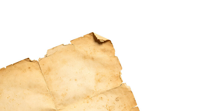 Ripped old parchment paper pieces isolated on transparent background suitable for vintage scrapbooking letters layout and creative graphic design editing assets.