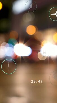 Vertical video: UI activating lights centering while icons floating as numbers updating for status