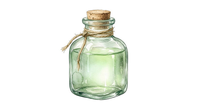 Halloween potion in a glass bottle isolated on transparent background
