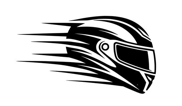 Fast Motion Biker Helmet Logo Icon Vector