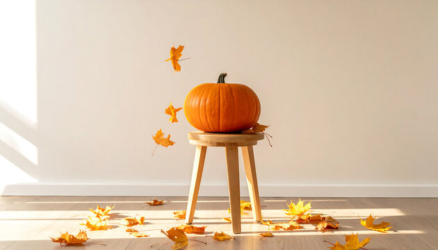 Scandinavian Autumn Interior Pumpkin Commercial Background