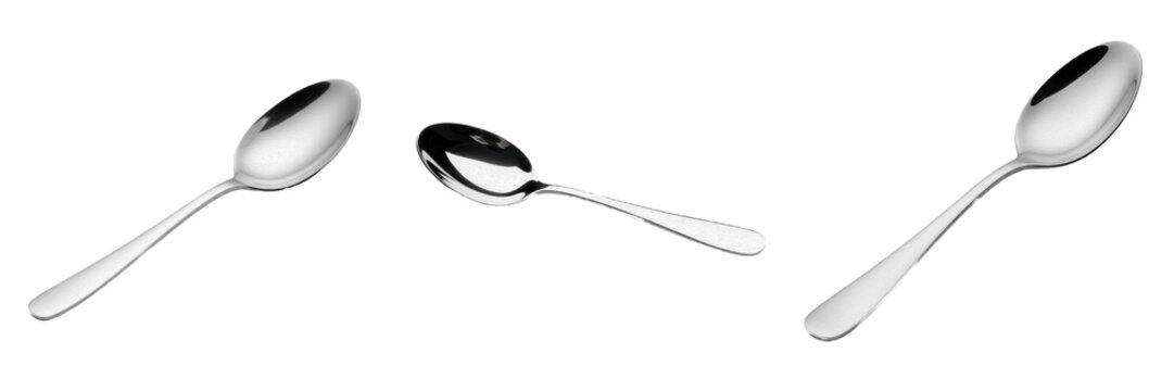Single Silver Teaspoon Cutlery Isolated on White Background PNG