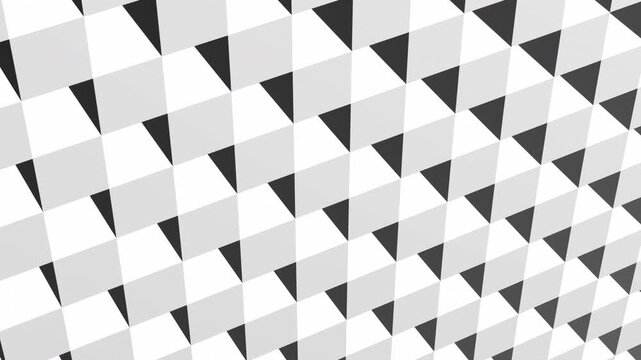 3D White Squares Grid Moving and Along in Abstract Space. 4K.