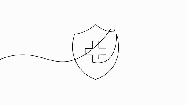 Medical cross continuous line 4K animation video for minimalist healthcare branding
