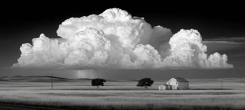 Powerful Thunderstorm Sky with Bright Cloud Illumination and Lightning Effects