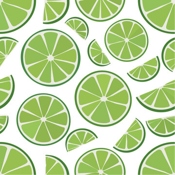 Seamless lime slice pattern vector illustration