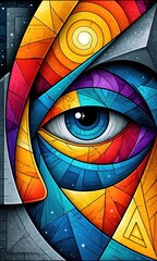 Fototapeta premium Vivid abstract eye design showcasing intricate colorful patterns