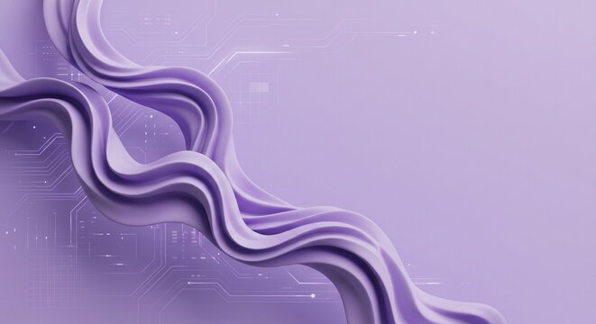 Modern abstract 3D digital rendering of flowing wave shapes with high-tech circuit background in matte lavender
(매트한 라벤더 컬러의 하이테크 회로 배경과 흐르는 파형 형상의 현대적인 추상 3D 디지털 렌더링)