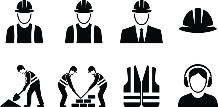 Construction site roles and supervisor icons