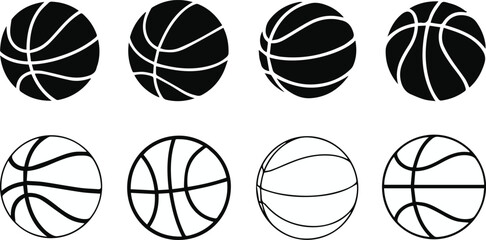 Basketball outline icon set with seam styles © Icon Stock