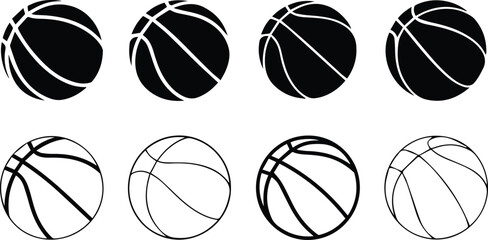Basketball icon set showing seam variations © Icon Stock