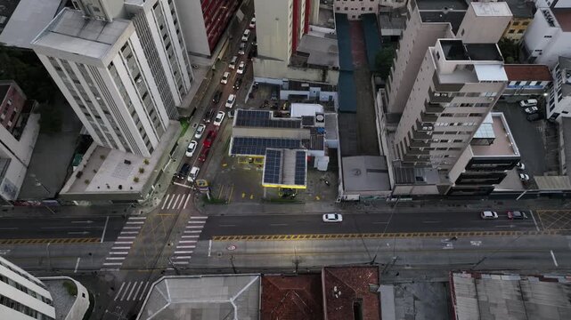 Downtown Curitiba, Paran&aacute;. Aerial view at sunset.