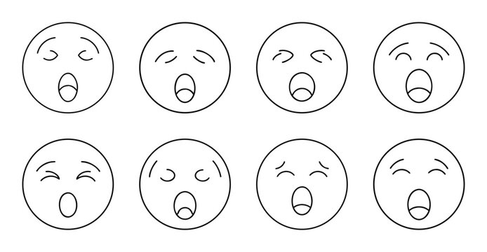 Emotional faces crying and screaming expressions - Six simple vector faces showing different emotional expressions of crying, screaming, and distress.