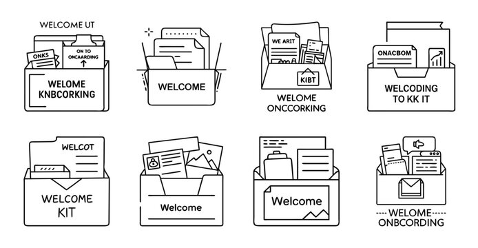 Flat design icons for document folders and files - Colorful flat icons showing folders, documents, and file types in a clean, organized layout for web or app design projects.