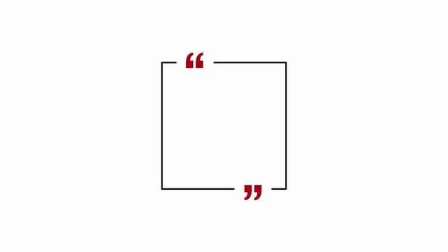 Minimalist square quote frame  featuring a clean line border with quotation marks on transparent background  Ideal for testimonials, reviews, social media quotes , Simple and elegant in 4K animation .