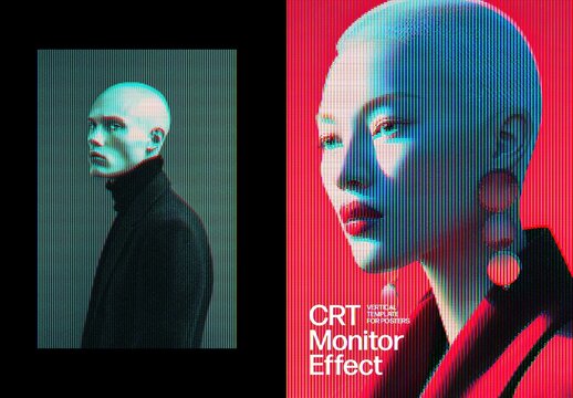 CRT Monitor Photo Effect For Poster And Print Design