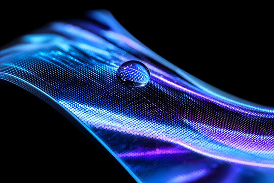 Macro extreme close-up of a transparent flexible OLED screen wit