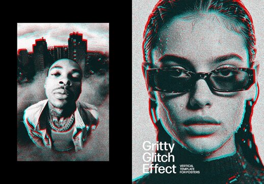 Gritty Glitch Photo Effect For Poster And Social Media Design