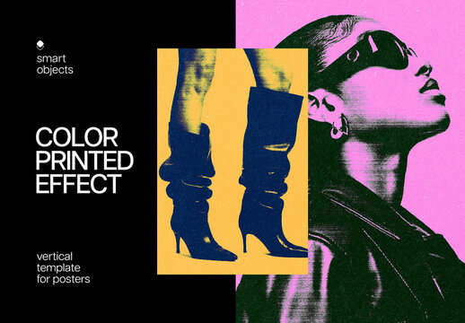 Vertical Color Print Paper Photo Effect For Poster And Print Design
