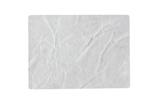 White adhesive glued paper sticker label with transparent background cut out design element