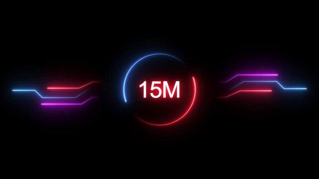 Neon social media followers or subscribers. Neon 15M celebration text animation background. on a black background. and creating a stunning 4k video.