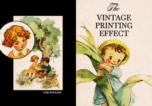 Vertical Vintage Print Photo Effect For Poster And Print Design
