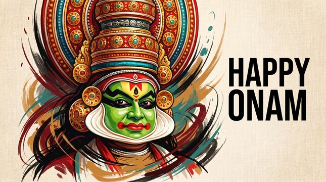 Gunge poster illustration for onam with kathakali dancer