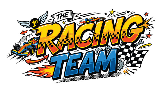 typography vector tulisan racing team untuk kaos