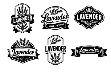 Fototapeta premium Collection of organic lavender product labels and emblems for natural cosmetics, aromatherapy, and spa branding