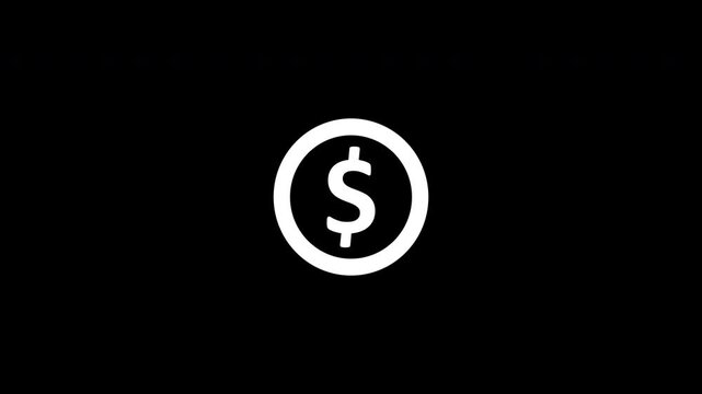Dollar Icon Financial Growth And Profit Increase Scale Animation Transparent Background Alpha Channel