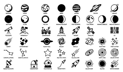 Space and astronomy icon set vector illustration © Md