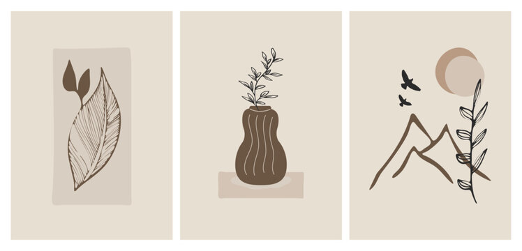 Wabi Sabi Poster Set, Beige Botanical Wall Art Prints, Neutral Abstract Minimalist Decor, Japandi Boho Gallery Wall, Printable A4 Nature Posters, Scandinavian Zen Home Decor
