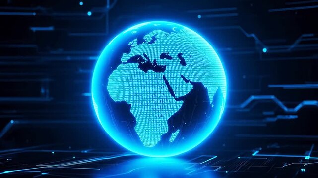 Digital globe with binary code